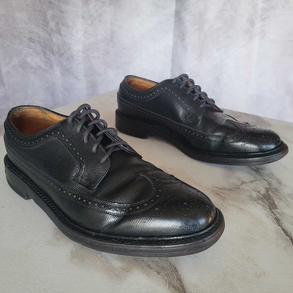 Florsheim Imperial V Cleat Longwing Wingtip Derby Pebbled Leather Size 9 D